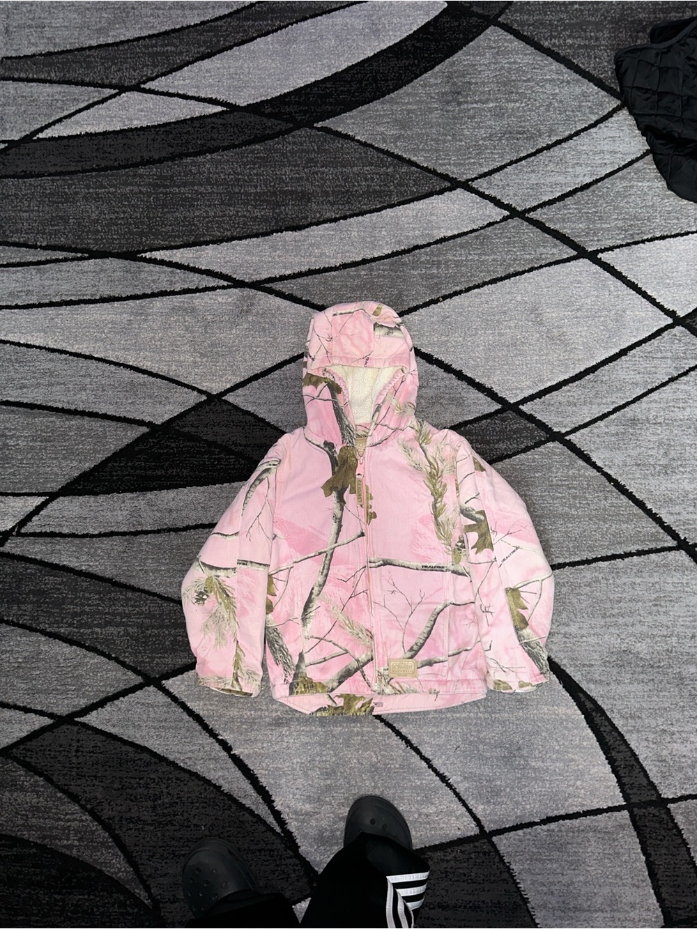 Kids Pink Camo Hooded Jacket